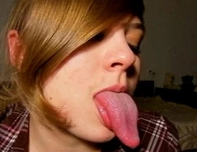 Nastya's long tongue tease
