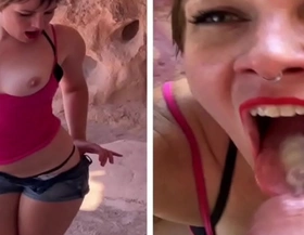 Filling a tourist girl�s mouth with cum after fucking in a cave in mexico