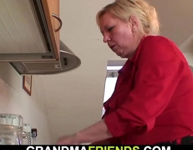 Busty old grandma threesome fuck