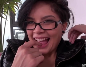 4 eyed asian teen kami lee licks her juicy fingers after masturbating