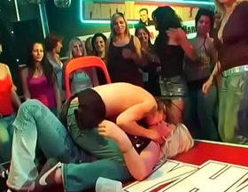Waiters fucking and fingering whores in different positions on the table