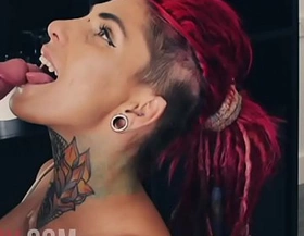 Busty tattooed teen swallows huge load of cum