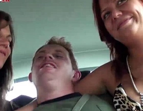 Fun movies public amateur threesome in the car