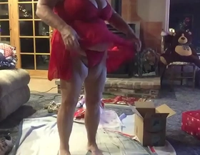 Wife opening a christmas present 2019