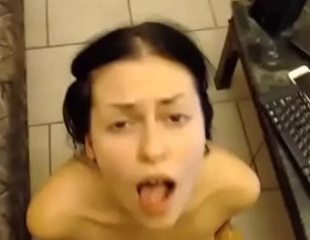 Girlfriend got heavy shower cum on face