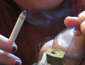 Smoking mistress handjob tease