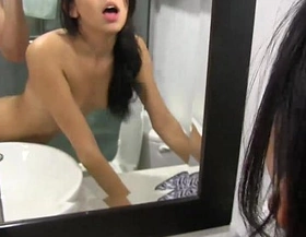 Shesnew fucking my slim girlfriend in the bathroom