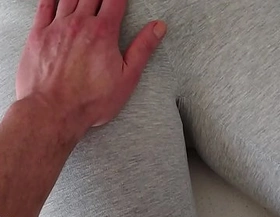 Touching her pussy in elderly yogapants